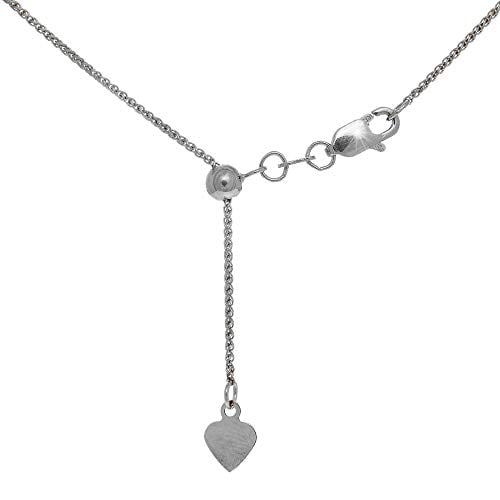 JewelStop 925 Sterling Silver .9 mm Heart Adjustable Wheat Chain 22" w/Lobster Claw Clasp