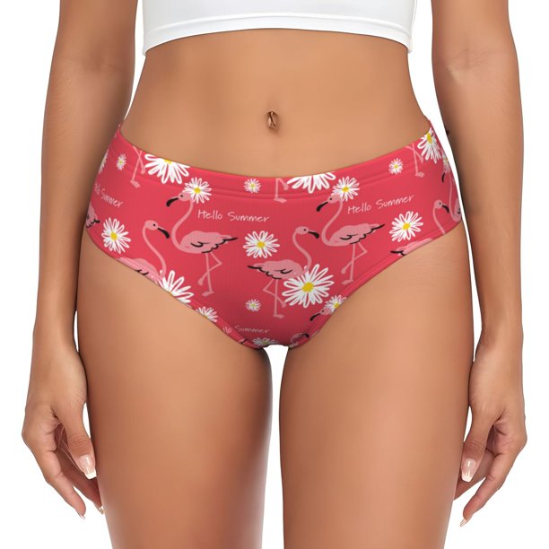 Fotbe Hello Summer Flamingo Calzones Estampados para Mujer – Ropa Interior de Algodón, Cómoda, Suave y Elástica-X-Small