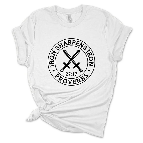 Womens Christian Tshirt Iron Sharpens Iron Proverbs 27:17 Jesus Christian Short Sleeve T-shirt Graphic Tee-White-4xl