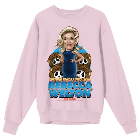Ted Lasso Rebecca Welton Turning Pandas Into Lions Men's Pink Crewneck Sweatshirt-Medium