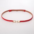 thumbnail image 2 of IQOGKRN Women's Slim Faux Leather Waist Belt with Rose Gold Metal Clasp Adjustable Decorative Skinny Cincher for Dresses Red One Size, 2 of 3