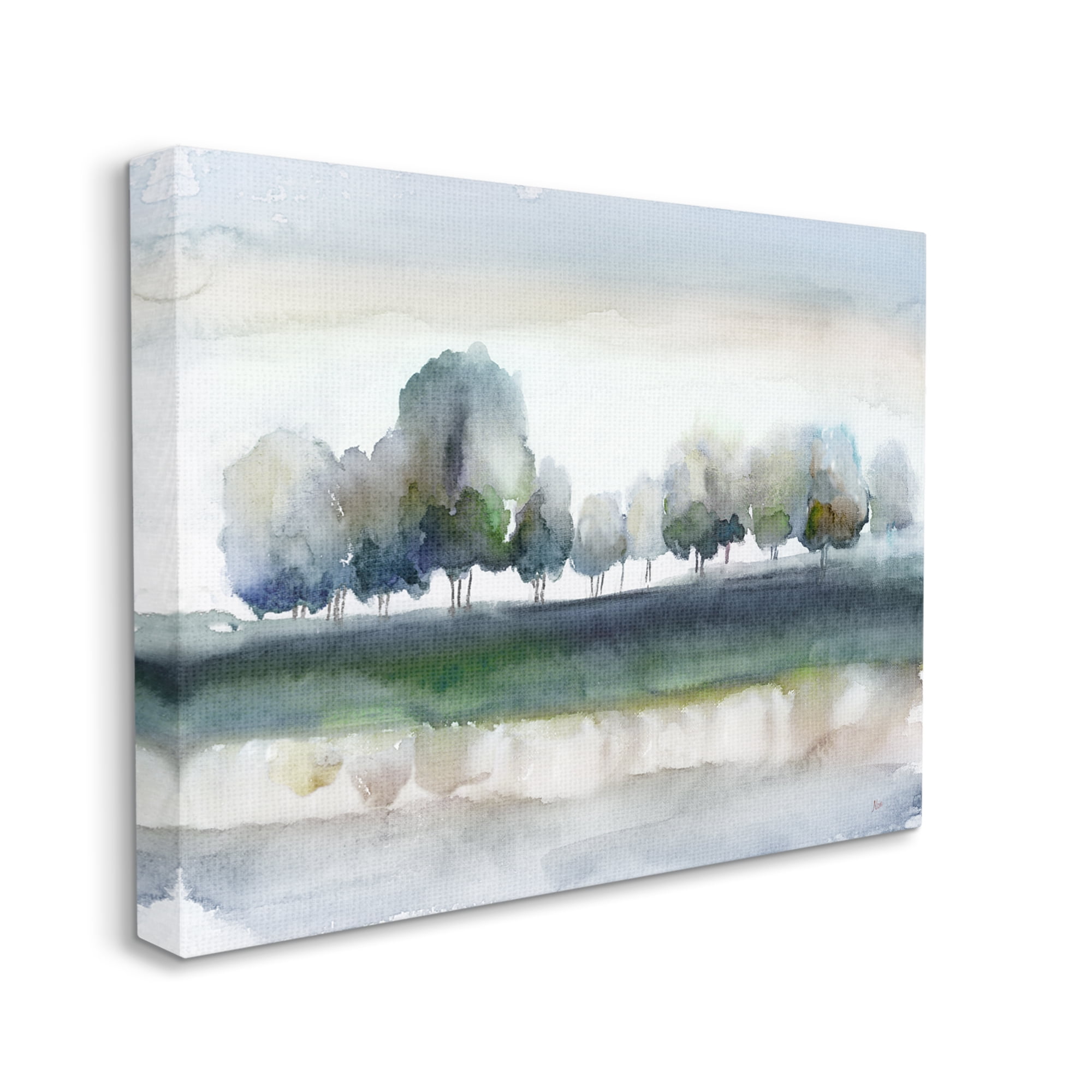 Stupell Industries Tree Orchard Flowing River Watercolor Nature Scene Painting Gallery Wrapped Canvas Print Wall Art, Design by Nan