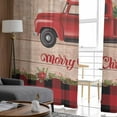 thumbnail image 6 of Christmas Truck Sheer Curtains 84 Inches Long, Winter Xmas Tree Farmhouse Snowflake Plaid Light Filtering Window Curtains for Living Room, Rod Pocket Voile Sheer Curtain Drapes, 52"Wx84"L, 2 Panels, 6 of 9