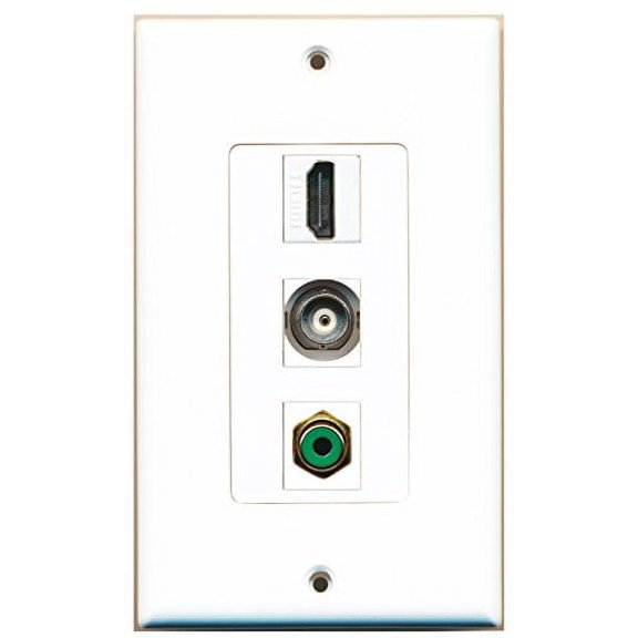 RiteAV - 1 Port HDMI and 1 Port RCA Green and 1 Port BNC Decorative Wall Plate Decorative