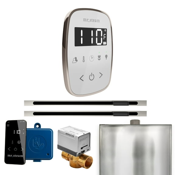 Mr Steam ButlerFlex Max Steam Shower w/TempoFlex Control and Linear Steamhead in Wht Polished Nickel