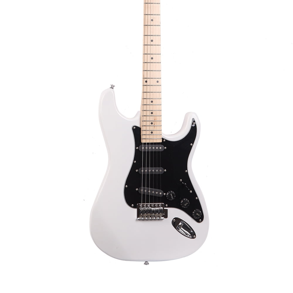 Private Jungle 39" Full Size Electric Guitar with Amp, Case and Accessories Pack Beginner Starter Package, White