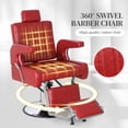 thumbnail image 2 of Barber Chairs for Barbershop, Hydraulic Barber Chair 360° Swivel Reclining, Adjustable PU Leather Beauty Styling Salon Chair for Barbershop Spa Red/Silver, 2 of 7