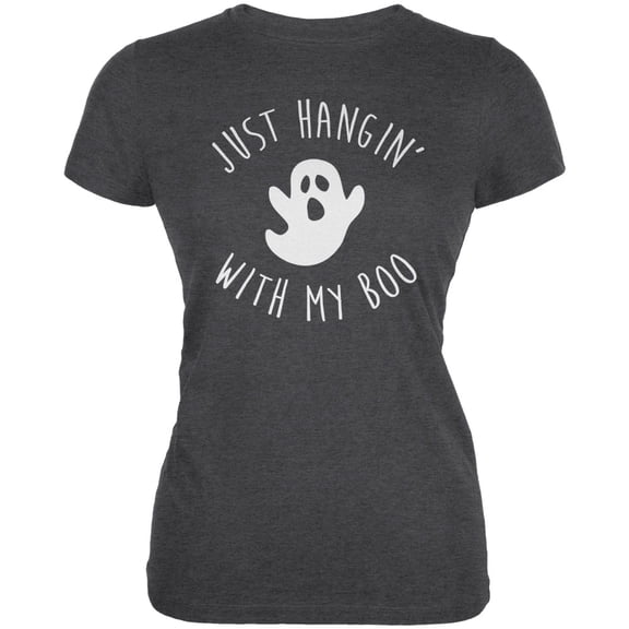 Halloween Just Hangin With My Boo Ghost Women's Juniors Soft T Shirt