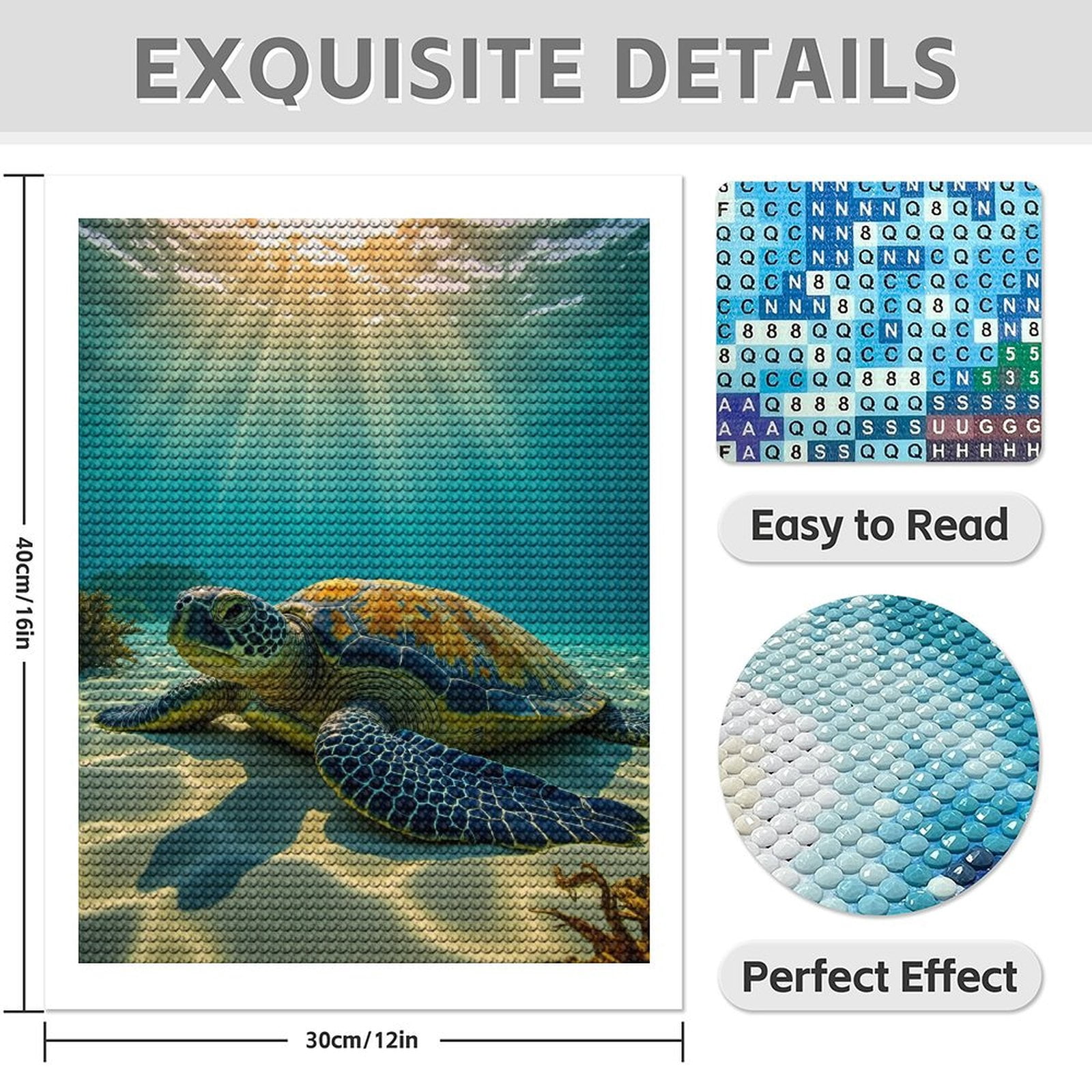 Diamond Art Kits for Adults - 5d Sunlit Sea Turtle Underwater Scene Diamond Painting for Adults, Diamond Art for Adults Beginners, Diamond Painting Kits for Adults for Home Wall Decor