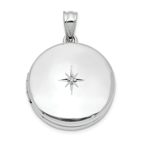 Sterling Silver 20mm Diamond Polished Round Locket QLS954
