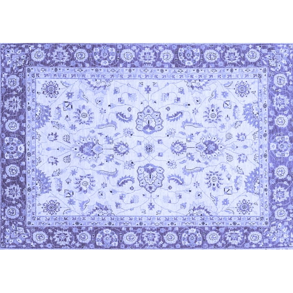 Ahgly Company Machine Washable Indoor Rectangle Oriental Blue Traditional Area Rugs, 8' x 10'