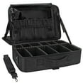 thumbnail image 1 of MONSTINA 16.5'' Large Capacity Makeup Case 3 Layers Cosmetic Organizer Brush Bag Makeup Train Case Makeup Artist Box for Hair Curler Hair Straightener Brush Set and Cosmetics, 1 of 8