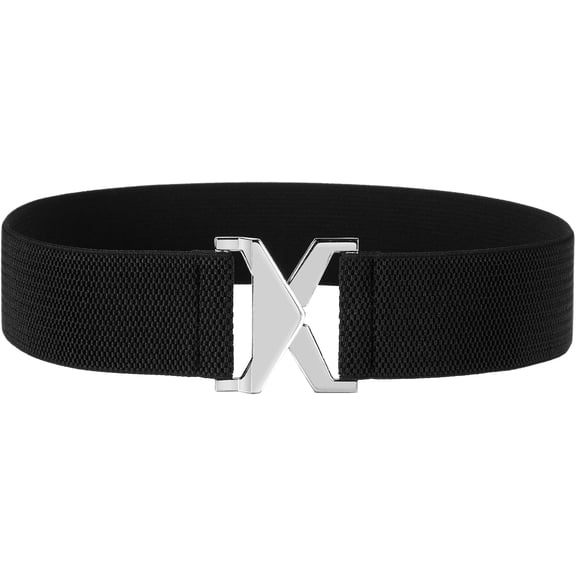 Wide Stretchy Belt for Women, Retro Elastic Waist Belt Corset Cinch Waistband for Dress Jeans with X Metal Buckle