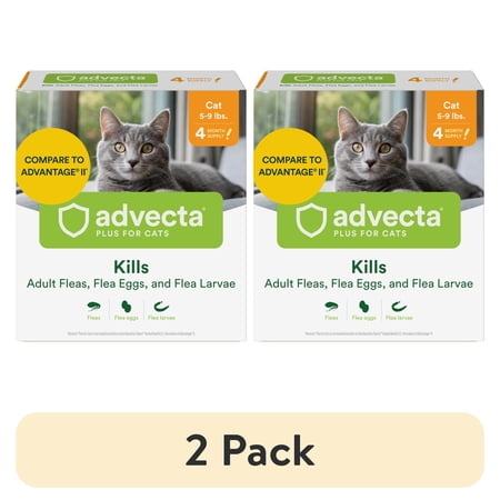 (2 pack) Advecta II Flea Treatment for Small Cat, 4 Monthly Treatments