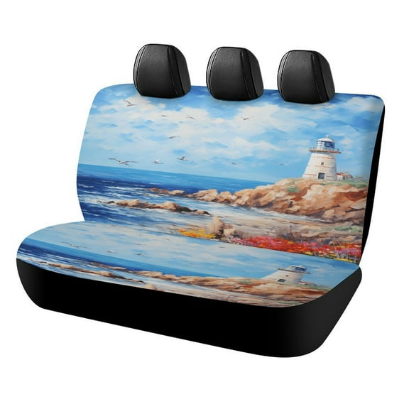 Lighthouse Coast Scenery Car Accessories Bench Seat Covers for Cars Print Car Seat Protector Cover for Rear Universal Fit