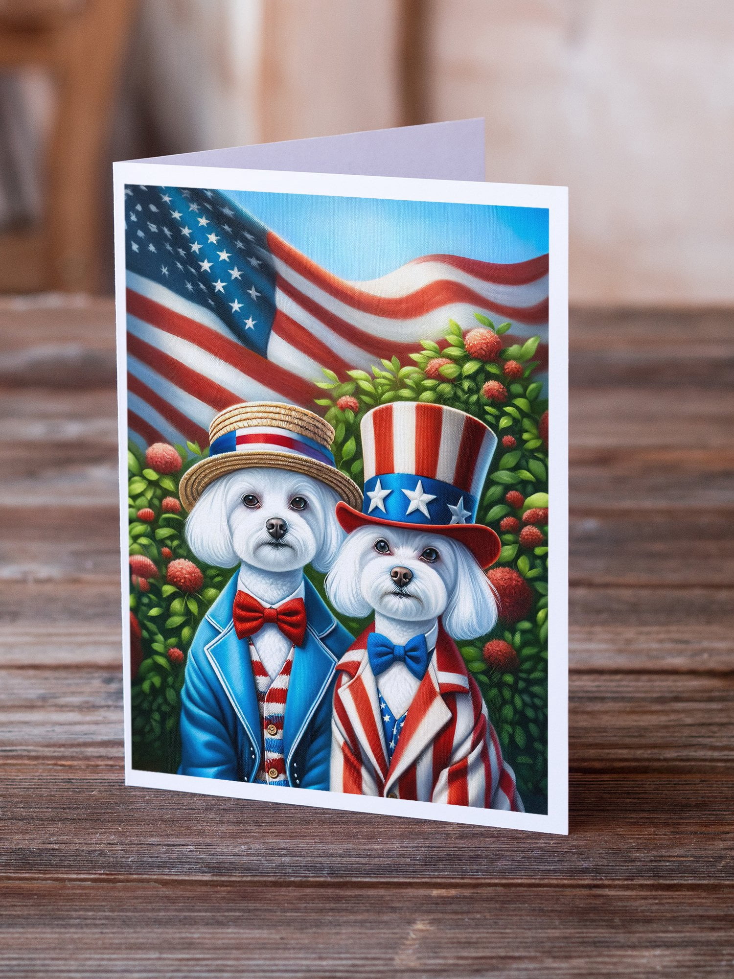 All American Maltese Greeting Cards Pack of 8 7 in x 5 in