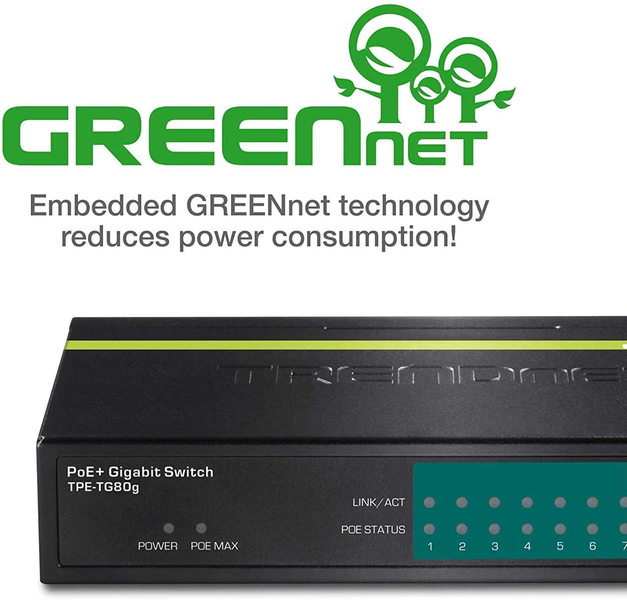 TRENDnet TPE-TG80g 8-port Gigabit GREENnet PoE+ Switch