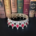thumbnail image 4 of Couronne de Mariée Classique Coiffe de Mariage Joli Couvre-Chef Accessoires de Robe de Mariée Ornement de Cheveux pour Femmes (Doré et Rouge), 4 of 9