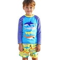thumbnail image 4 of Kiijoy Boys Swimsuit Shark Print Long Sleeve Swim Shirt & Shorts Bathing Suit, Sizes 3-7, 4 of 8
