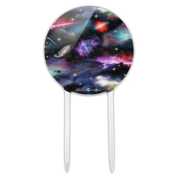 Acrylic Space Galaxies Nebula Shooting Stars Pattern Cake Topper Party Decoration for Wedding Anniversary Birthday Graduation