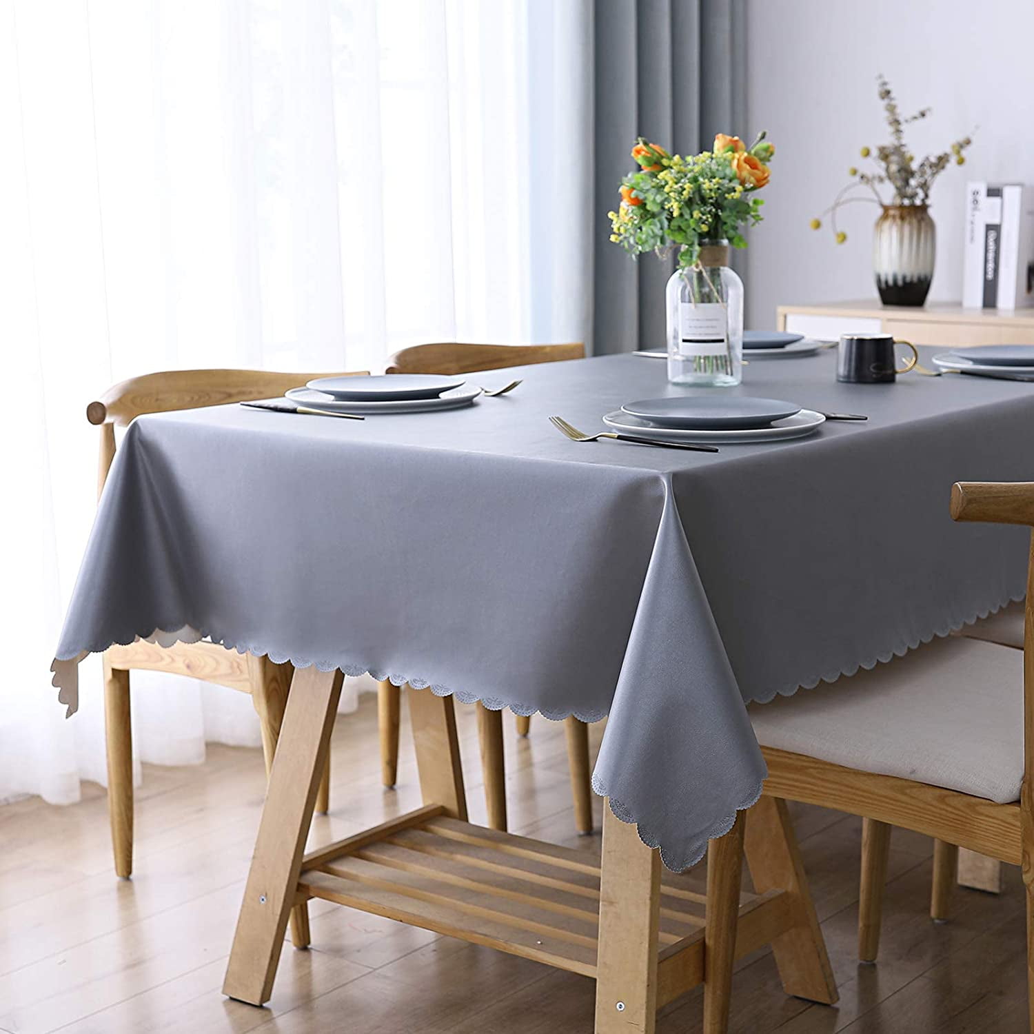 grey plastic tablecloth