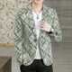 thumbnail image 3 of Chaqueta de traje estampada para hombre, color gris, con estampado de sellos, para fiesta, moda 2024, ropa de primavera sencilla y original, nueva, 3 of 4