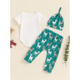 thumbnail image 4 of Bagilaanoe 3pcs Newborn Baby Boys Summer Outfits Pants Set Print Short Sleeve Romper Tops + Leggings + Hat 3M 6M 12M 18M Infant Casual Clothes, 4 of 7
