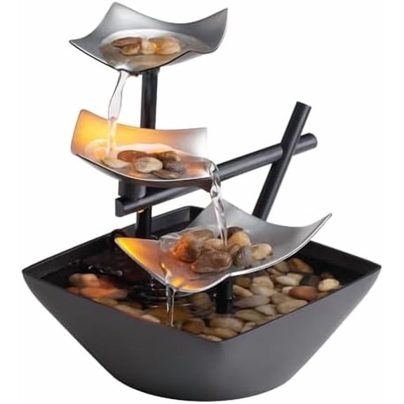 Tabletop Water Fountain, Home Dcor Soothing Sound Machine - Automatic Pump, Deep Basin & Natural River Rocks. Indoor Zen Relaxation for Office, Living Room, or Bedroom, 8.25 Tall