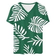 thumbnail image 5 of Tnhcen Women's Casual Floral Print V - neck Short Sleeve T - shirt 95% Polyester 5% Spandex Fake Cotton Stretchy Top Summer Loose Fit Plus Size S - 3XL Women's Blouse Shirt, 5 of 5