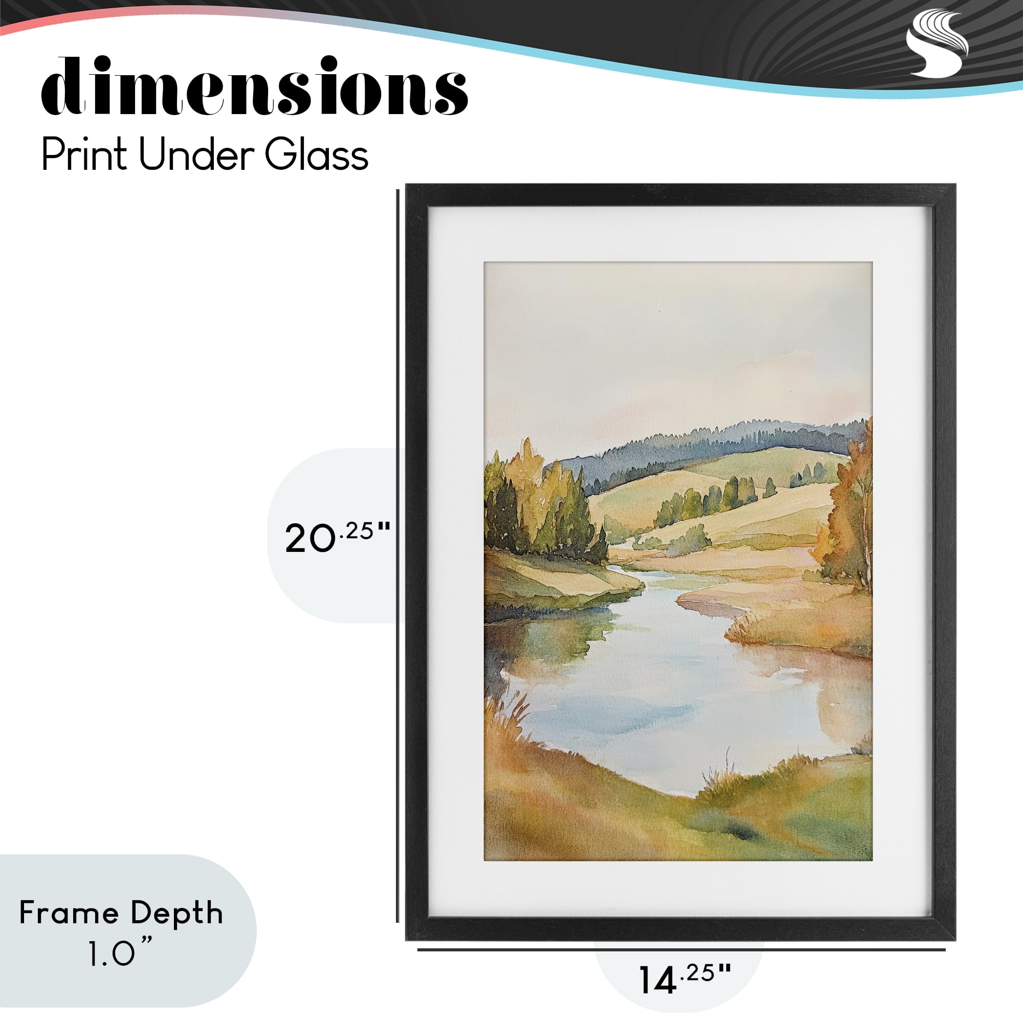 Stupell Industries Serene Watercolor Lake Escape Black Framed Print Under Glass, design by Petal Prints Design