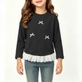 thumbnail image 6 of fatyb Girls Long Sleeve Tops Ruffle Hem T Shirts with Bow Kids Crew Neck Cute Blouses for 0-12 Years, 6 of 7