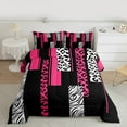 thumbnail image 2 of Manfei Chic Leopard Print Bedding Comforter Set for Female, Cheetah Zebra Animal Twin Comforter Sets, Black Pink Geometric Reversible Bedding Set, Super Cozy Room Decor, 2-Piece, 2 of 8