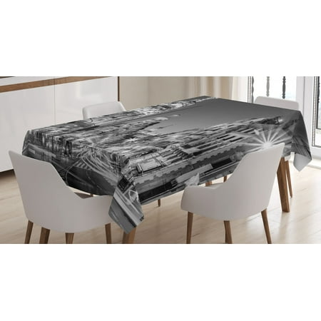 

Black and White Decorations Tablecloth Madrid City Night Spain Main Street Ancient Architecture Rectangular Table Cover for Dining Room Kitchen 52 X 70 Inches Black White Grey by Ambesonne