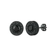 thumbnail image 1 of Pendientes de botón Redondos PROSTEEL con Circonia cúbica negra brillante de plata esterlina para hombres y niños, 1 of 7