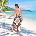 thumbnail image 7 of FORMRS Womens Long Sarong Beach Wrap Semi-Sheer Bikini Skirt Bathing Swimsuit Cover Up, Brown Floral, 7 of 7