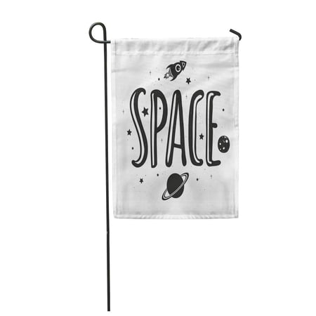 SIDONKU Lettering Word Space Inspiration and Motivation Stars Rocketship Saturn Moon Garden Flag Decorative Flag House Banner 12x18 inch