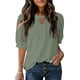 thumbnail image 1 of Puntoco Liquidación de camisetas cortas para mujer Camiseta de cuello redondo hueca de manga corta cómoda y de ocio de color liso para mujer, 1 of 5