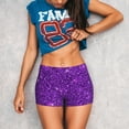 thumbnail image 3 of Balery Purple Glitter Pantalones cortos de entrenamiento estampados para mujer, sin costuras, ajustados, para gimnasio, yoga, correr, deportes, ejercicio activo, fitness.-X-Large, 3 of 8
