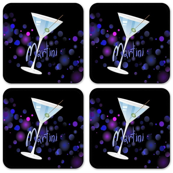 Vinyl Drink Coasters - Set of 4 - Blue Martini