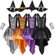 thumbnail image 2 of Disfraces de bruja gótica para cosplay, ropa de fiesta de disfraces de Halloween, disfraces de mujer adulta, esmoquin sexy, vestido de tul con tirantes, sombrero y mangas, 2 of 5