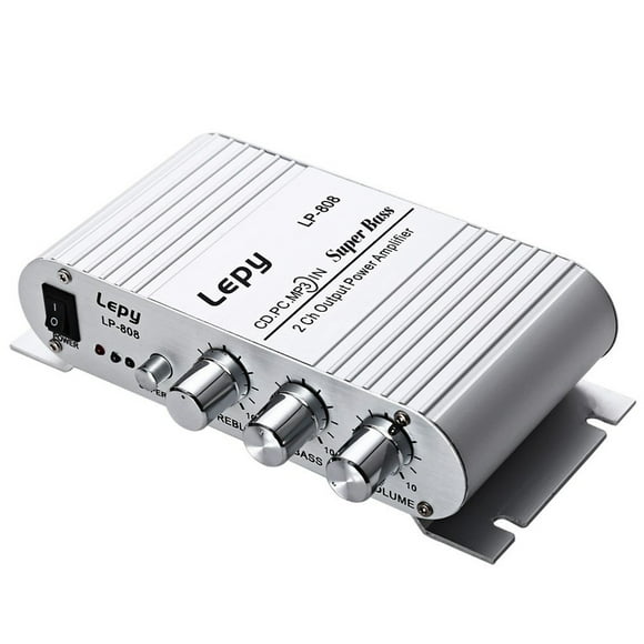 Amplificador de Potencia Cateissary Mini para coche USB MP3 Plata