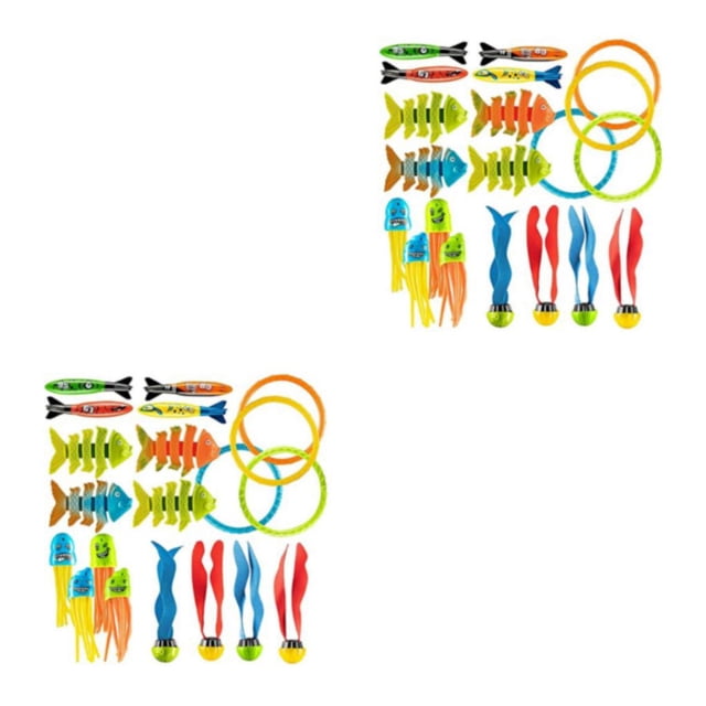 Vogacara Juego de juguetes coloridos para piscina para niños, divertido juego de entrenamiento de habilidades de buceo, línea hipoalergénica noventa y cuatro 94 2piezas