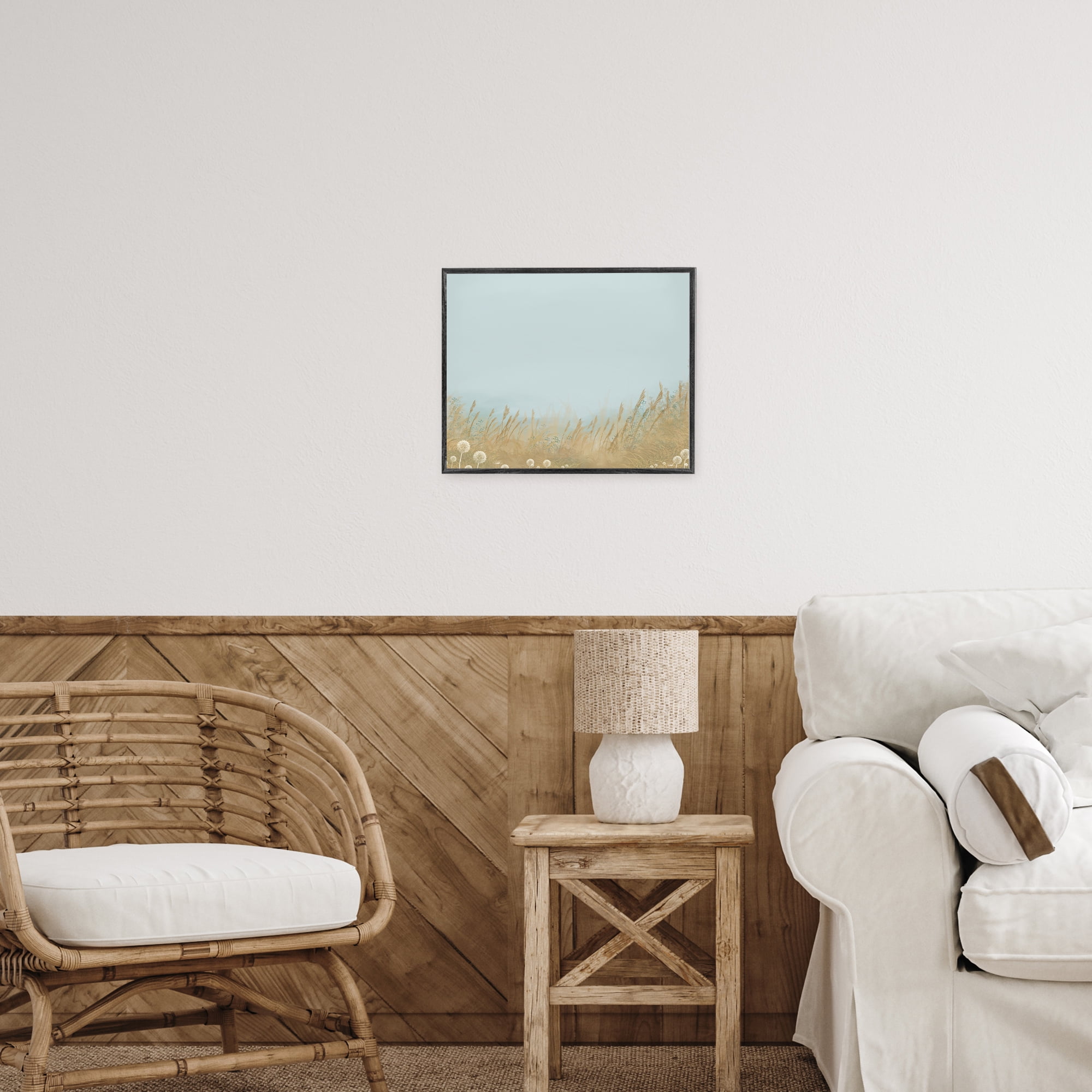 Misty Meadows Blowing in Wind Gray Framed Giclee Art, design by Renel Peters