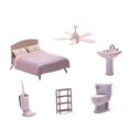 thumbnail image 3 of Conjunto muebles a escala 1:64 con diorama lavabo, escenografía realista en miniatura, artículos para el hogar, modelo cama doble en, 3 of 8