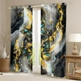 thumbnail image 2 of Black Marble 30%-50% Blackout Curtains Teal Butterfly Curtains & Drapes 2 Panels 38"Wx45"L,Gold Marbling Curtains Abstract Ombre Ink Fluid Art Window Curtains, 2 of 5