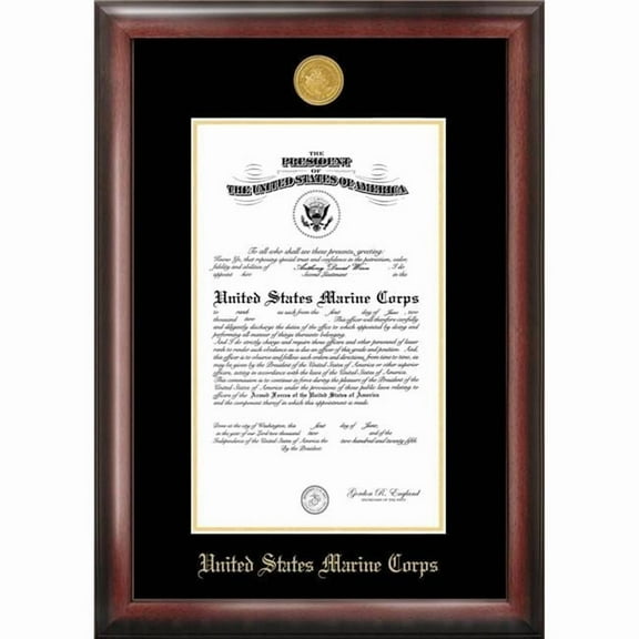 Campus Images MACG0018x10 8 x 10 in. Patriot Frames Marine Certificate Mahogany Frame with Gold Medallion