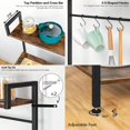 thumbnail image 5 of Kitchen Baker's Rack with Power Outlet, Industrial Microwave Stand with Storage Shelves, Coffee Bar Station with Hooks & Wire Basket, Rustic Brown, 5 of 5