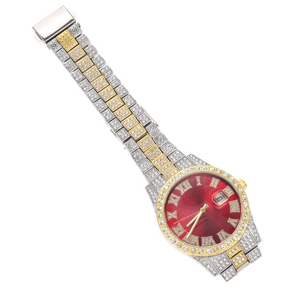 Men's Red Analog Watch with Calendar, Stainless , Style, Glass, Stylish Male Wristwatch