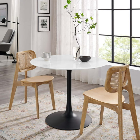 Modway Lippa 40" Round Dining Table in Black White