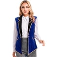 thumbnail image 3 of iiniim Women's Circus Ringmaster Vest Costume Rave Festival Lion Tamer Role Play Outfit Swallow-Tailed Balzer Jacket Blue M, 3 of 7